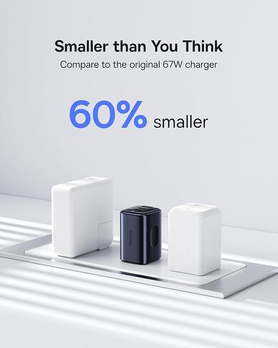 BASEUS PICOGO 67W USB C Charger ، أصغر 3 منفذ شحن سريع مع قابس قابل للطي و 40W TYPRE C ACRGER in Kuwait