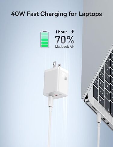 BASEUS PICOGO 67W USB C Charger ، أصغر 3 منفذ شحن سريع مع قابس قابل للطي و 40W TYPRE C ACRGER in Kuwait