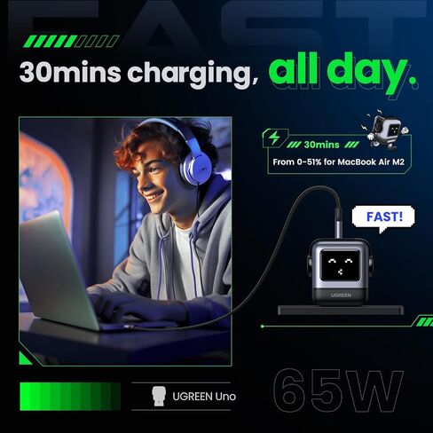 UGREEN USB-C Charger Bundle, 45W 3-Port + 65W 3-Port Robot Design Fast Charger Combo, Compatible with iPhone 16/15/14/13, Galaxy S25/S24, iPad Pro, MacBook Air, Pixel in Saudi Arabia