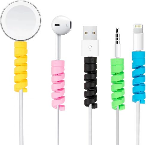 15 Pieces Charger Cable Protector, Highly Flexible Spiral Silicone USB Wire Protector, Mouse Cable Wire Protector, Suit for All Cellphone Data Lines(Black, Pink, Blue, Green) in Saudi Arabia
