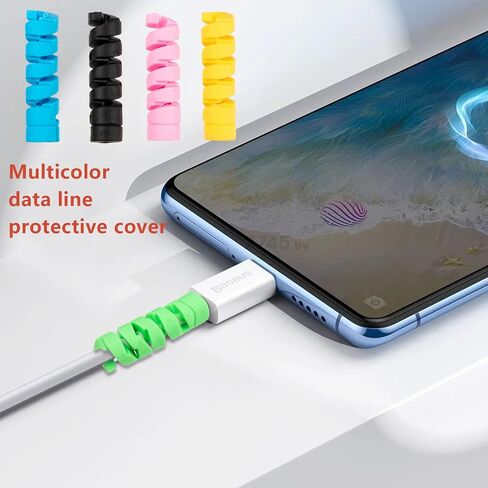 15 Pieces Charger Cable Protector, Highly Flexible Spiral Silicone USB Wire Protector, Mouse Cable Wire Protector, Suit for All Cellphone Data Lines(Black, Pink, Blue, Green) in Saudi Arabia