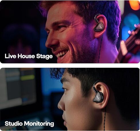 Linsoul Ziigaat Lush in Ear Monitor ، 1DD+4BA Hybrid Earphone IEM ، Monitor Studio Monitor Tunning Wired مع كابل قابل للفصل لمهندسي الموسيقى المحترفين (Silver Blue) in Saudi Arabia