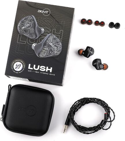 Linsoul Ziigaat Lush in Ear Monitor ، 1DD+4BA Hybrid Earphone IEM ، Monitor Studio Monitor Tunning Wired مع كابل قابل للفصل لمهندسي الموسيقى المحترفين (Silver Blue) in Saudi Arabia