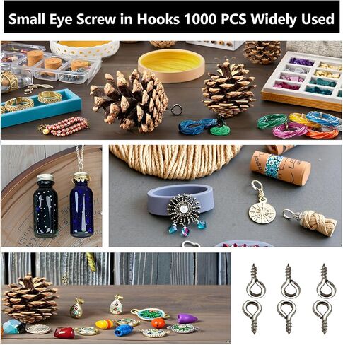Black 1000 Pcs Small Screw Eye Pin Jewelry Making Eyelet Hook for Craft 10 x 5mm in Saudi Arabia