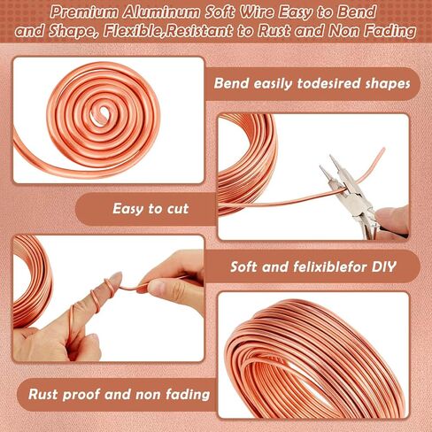 Aluminum Wire, Anezus 9 Gauge 12 Gauge 18 Gauge Bendable Metal Wire Armature Aluminum Craft Wire for Wreath Making Beading Floral (Silver, 3 mm Thickness) in Saudi Arabia
