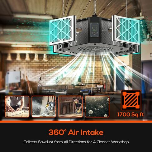 Abestorm 2-Stage Filtration Air Filtration System for Woodworking, Hanging Air Filtration Dust Collection for Woodworking/Garage/Workshop, DecDust 500 in Kuwait