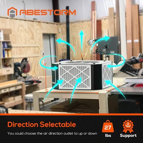 Abestorm 2-Stage Filtration Air Filtration System for Woodworking, Hanging Air Filtration Dust Collection for Woodworking/Garage/Workshop, DecDust 500 in Kuwait