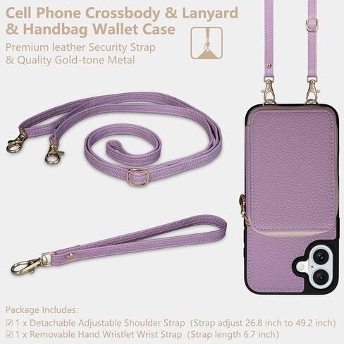 Keallce Case for iPhone 16 Plus 6.7'' Wallet, Crossbody Zipper Purse with RFID Blocking Card Slots Kickstand, Detachable Lanyard & Handstrap Flip Folio Leather iPhone Cover for iPhone 16 Plus, Blue in Kuwait