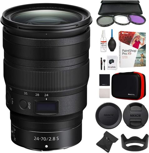 Nikon NIKKOR Z 24-70mm f/2.8 S Lens for Z Series Mirrorless Cameras Bundle with 82mm UV, Polarizer & FLD Deluxe Filter kit, Paintshop Pro Digital Download and Cleaning Kit for DSLR Cameras in Saudi Arabia