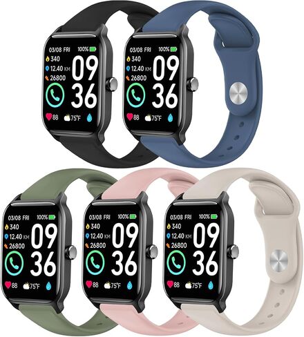 5 Pack Silicone Bands Compatible with IDW13,IDW16,IDW19 Smartwatch Band,22mm Soft Sport Band Replacement Wristband for Woneligo/Fitpolo/ID208Plus/FITVII H56/Gydom/ENOMIR/Tensky/Amzhero IDW19 in Saudi Arabia