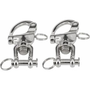 Pair Swivel Jaw Snap Shackle 316 Stainless Steel for Quick Release Bail Rigging,Sailboat Spinnaker Halyard and Marine Applications