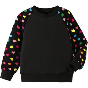 SOLY HUX Toddler Girl's Heart Print Sweatshirt Crewneck Long Sleeve Casual Pullover Tops
