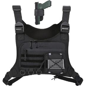 Outdoor Sports Chest Bag for Men, Chest Vest Holster Fits Most Pistols, Adjustable EDC Travel Chest Pack for Running, Hiking, Workouts