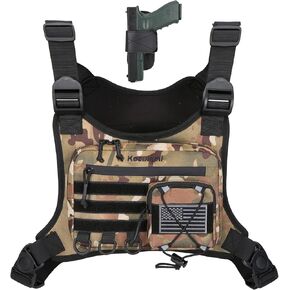 Outdoor Sports Chest Bag for Men, Chest Vest Holster Fits Most Pistols, Adjustable EDC Travel Chest Pack for Running, Hiking, Workouts