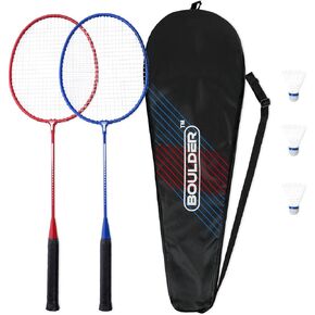 Boulder Sports Badminton Rackets - Lightweight Badminton Racket Set with 3 Shuttlecocks and Racquet Case - Badminton Set for Backyard or Outdoor Games