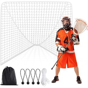 Lacrosse Goal Net Replacement Set Fits 6' x 6' x 6' and 6' x 6' x 7' Goals,100 Feet of Lacing Cord 4 Quick Ties and a Storage Bag for Backyard Goals