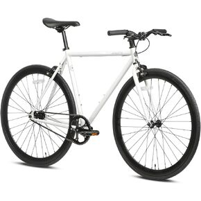 AVASTA Single-Speed Fixed Gear Urban Commuter Bike for Women and Men, Lightweight Unisex Fixie Bike, Flat Handlebar Flip Flop Hub City Road Bicycle, 54 Color White