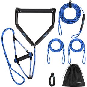 Affordura Wakeboard Rope حبل التزلج المائي مع مقبض حبال التزلج للرياضات المائية، حبل سحب التزلج للأنابيب 4 أقسام حبل سحب الأنبوب للرياضات المائية (75 قدمًا)، تتضمن حقيبة تخزين in Kuwait