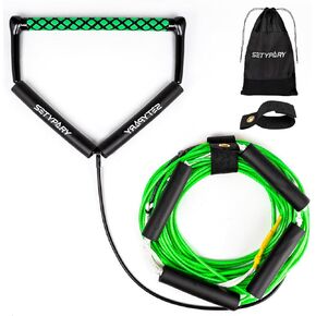 75FT No Stretch Dyneema Wakeboard Rope and Handle, 4 Sections Floating Wakeboard Tow Rope Water Ski Ropes for Wakeboarding, Waterskiing, Kneeboarding and Wakesurfing