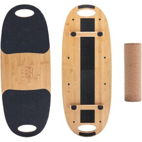 XCMAN Bamboo Balance Board Trainer with Adjustable Stoppers - 3 Different Distance Options | Balance Board for Surfing, Snowboarding, Skiing, Skateboarding, Yoga Training