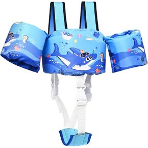 Toddler Swim Vest, Toddler Floaties for 22-66 lbs Boys & Girls, Kids Swim Vest Removable with Crotch Strap & Shoulder Harness Arm Wings for 2 3 4 5 6 7 Years Old Baby Children Sea Beach Pool