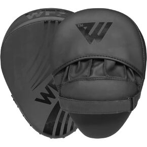 Boxing Pads for Training - Punching Pads Muay Thai Matte Black Leather Curved Boxing Mitts for MMA, Kickboxing, Karate, Sparring & Martial Arts Focus Pads
