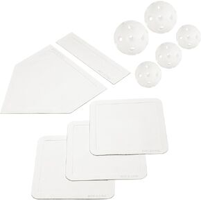 Baseball & Softball 5 Piece Base Set + 5 Piece Plastic Training Balls - Improve Power and Agility
