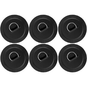 6 Pack 4.33" Stainless Steel D-Ring Circular Patch for PVC Inflatable Boat Kayak SUP Canoe Deck Surfboard Accessories,NO Glue Include.-Black