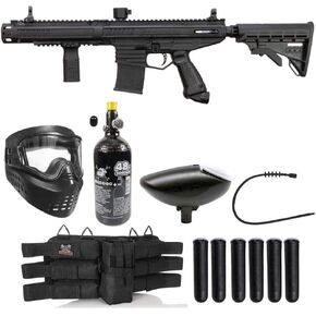 Maddog Tippmann Stormer Elite Dual Fed Titanium HPA Paintball Gun Marker Starter Package - Black