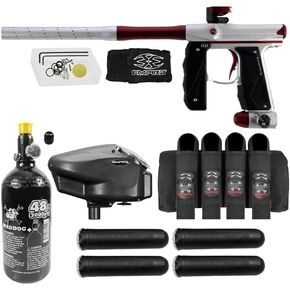 Maddog Empire Mini GS Electronic Full Auto Paintball Gun Marker w/ 48/3000 HPA Paintball Tank, Empire Halo Too Electronic Loader, 4-Pod Harness & (4) Pods Starter Package