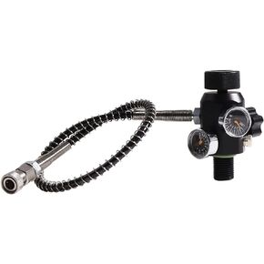 TUXING 4500PSI Pcp Tank DIN Valve Scuba Adapter Dual Gauge with 20“Hose Paintball HPA Tank, High Pressure Compressed Air Fill Station M18x1.5 Thread