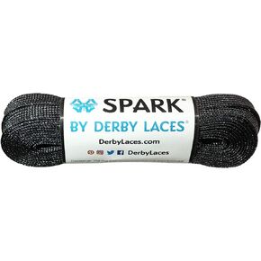 Derby Laces SPARK Black Metallic Shoelace for Shoes, Skates, Boots, Roller Derby, Hockey and Ice Skates