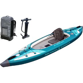 Advanced Elements AirVolution Inflatable Kayak with Roller Bag and Pump - Single Seat or Tandem - Blue