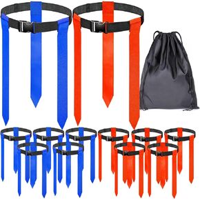 Flag Football Belts, 10 Sets/ 16 Sets Adjustable Flag Football Belts Set with Flags for Kids Youth and Adults Training Flag
