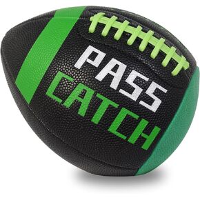 PassCatch Youth Size (Ages 5-13) Training Football, Composite Leather Football Training Equipment, Improving Enhance Solo Passing Catching Skills (Deflated)
