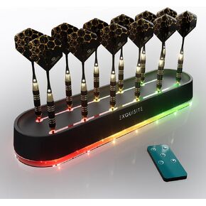 Dart Holder –- Desktop RGB LED Display with Remote Control & Customizable Lighting Darts, Stand for Steel and Soft Tips, can Hold up to 12 Darts, Darts Organizer…