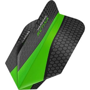 Harrows Retina | Premium Extra Strong 100 Micron Dart Flights in Slim Shape, 5 Sets of 3 Flights, 15 Flights In Total, Green