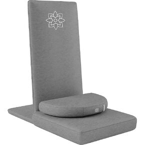 Mindful Modern Folding Pro Meditation Chair - Adjustable Meditation Seat with Back Support and Half Moon Buckwheat Meditation Cushion - Comfortable Mindfulness Living Room Floor Chair