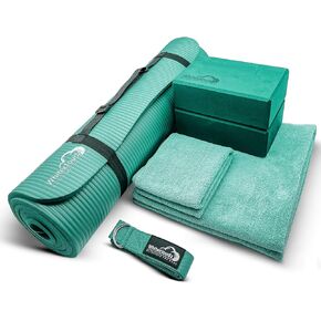 Yoga kit, 7-Piece Yoga Mat Set for Home Workouts, Thick Yoga Mat, Yoga Blocks, Strap, Yoga Towels & Carrying Bag, Exercise Mat with Yoga Equipment for Women & Men, Enhance Yoga Practice