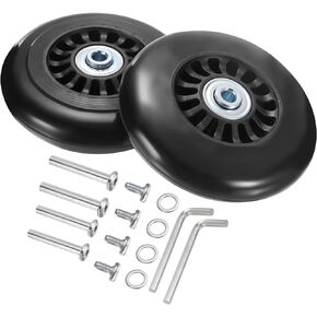uxcell Luggage Wheels Replacement 80 x 24 mm/3.4" x 0.9" Rubber Swivel Caster Bearing Wheels Repair Kits for Suitcase Inline Outdoor Skate, Black 2Set