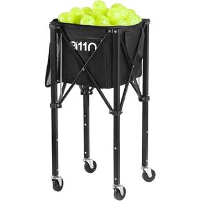 A11N Pickleball Tennis Ball Hopper - Sturdy Large Capacity Tennis Ball Basket Holds 120 Balls, Upgraded Pickleball Caddy Practice Equipment/Multifunction Pockets and Wheels for Training/Teaching