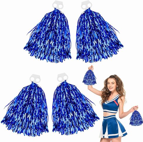 Thenshop Cheerleading Pom Poms 4 Pack Cheerleader Squad Spirited Fun Pompoms Cheer Hand Flowers Metallic Foil Pompoms for Adults Sports Meeting Team Spirit Cheering Party in Saudi Arabia