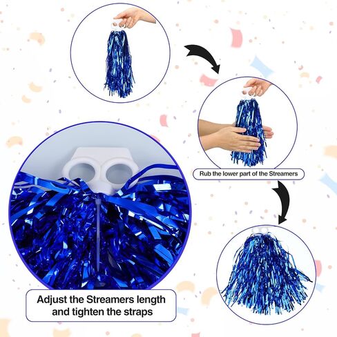 Thenshop Cheerleading Pom Poms 4 Pack Cheerleader Squad Spirited Fun Pompoms Cheer Hand Flowers Metallic Foil Pompoms for Adults Sports Meeting Team Spirit Cheering Party in Saudi Arabia