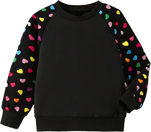 SOLY HUX Toddler Girl's Heart Print Sweatshirt Crewneck Long Sleeve Casual Pullover Tops in Saudi Arabia