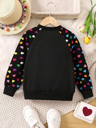 SOLY HUX Toddler Girl's Heart Print Sweatshirt Crewneck Long Sleeve Casual Pullover Tops in Saudi Arabia