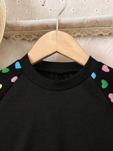 SOLY HUX Toddler Girl's Heart Print Sweatshirt Crewneck Long Sleeve Casual Pullover Tops in Saudi Arabia