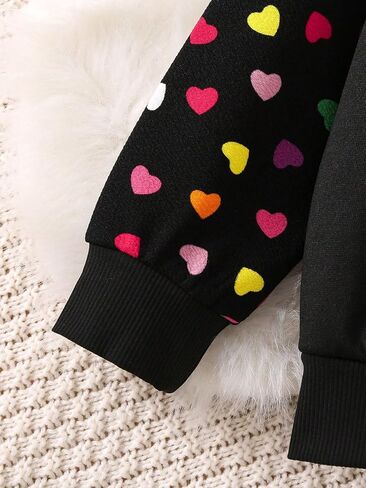 SOLY HUX Toddler Girl's Heart Print Sweatshirt Crewneck Long Sleeve Casual Pullover Tops in Saudi Arabia