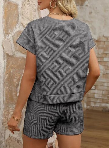 Dokotoo Women's 2 Piece Outfits Sweatsuit Casual Short Sleeve Pullover Tops and Drawstring Shorts Pants Lounge Sets in Saudi Arabia