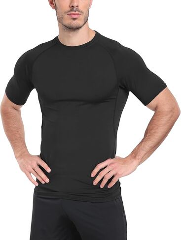Men's Compression Shirts Cool Dry Short Sleeve Baselayer Athletic Workout T Shirts in Saudi Arabia