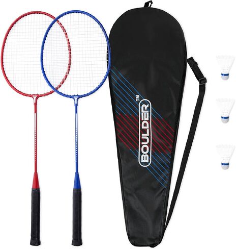 Boulder Sports Badminton Rackets - Lightweight Badminton Racket Set with 3 Shuttlecocks and Racquet Case - Badminton Set for Backyard or Outdoor Games in Saudi Arabia
